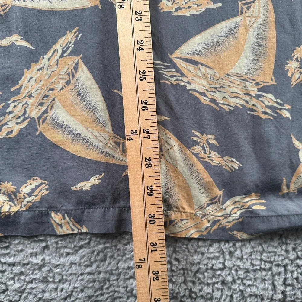 Vtg Polo Ralph Lauren Caldwell Shirt Mens XL Gray Rayon Sailboat Loop Collar 90s